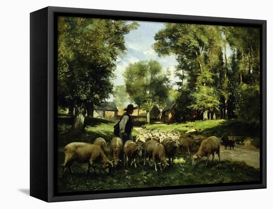 A Shepherd and His Flock-Julien Dupre-Framed Stretched Canvas