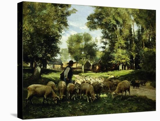 A Shepherd and his Flock-Julien Dupre-Stretched Canvas