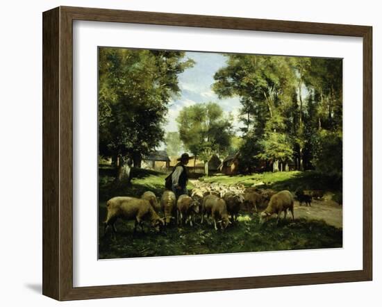 A Shepherd and his Flock-Julien Dupre-Framed Giclee Print