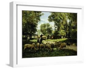 A Shepherd and his Flock-Julien Dupre-Framed Giclee Print