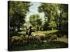 A Shepherd and his Flock-Julien Dupre-Stretched Canvas