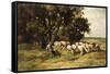 A Shepherd and His Flock-Charles Emile Jacque-Framed Stretched Canvas