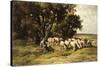 A Shepherd and His Flock-Charles Emile Jacque-Stretched Canvas