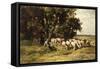 A Shepherd and His Flock-Charles Emile Jacque-Framed Stretched Canvas