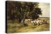 A Shepherd and His Flock-Charles Emile Jacque-Stretched Canvas