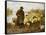 A Shepherd and Sheep by a Lake-Julius Hugo Bergmann-Framed Stretched Canvas