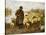 A Shepherd and Sheep by a Lake-Julius Hugo Bergmann-Stretched Canvas