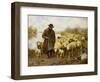 A Shepherd and Sheep by a Lake-Julius Hugo Bergmann-Framed Giclee Print