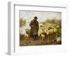A Shepherd and Sheep by a Lake-Julius Hugo Bergmann-Framed Premium Giclee Print