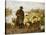 A Shepherd and Sheep by a Lake-Julius Hugo Bergmann-Stretched Canvas