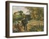 A Shepherd at Montfoucault, Sunset, 1876-Camille Pissarro-Framed Giclee Print