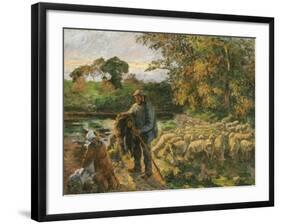 A Shepherd at Montfoucault, Sunset, 1876-Canaletto-Framed Giclee Print