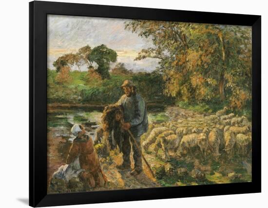 A Shepherd at Montfoucault, Sunset, 1876-Canaletto-Framed Giclee Print