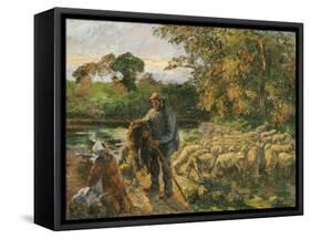 A Shepherd at Montfoucault, Sunset, 1876-Canaletto-Framed Stretched Canvas