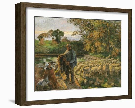 A Shepherd at Montfoucault, Sunset, 1876-Canaletto-Framed Giclee Print