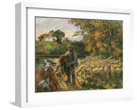 A Shepherd at Montfoucault, Sunset, 1876-Canaletto-Framed Giclee Print