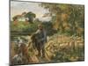 A Shepherd at Montfoucault, Sunset, 1876-Camille Pissarro-Mounted Giclee Print