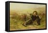A Shepherd Boy and His Sheep Dog Neglecting their Duty, 1851 (Oil on Canvas)-James John Hill-Framed Stretched Canvas
