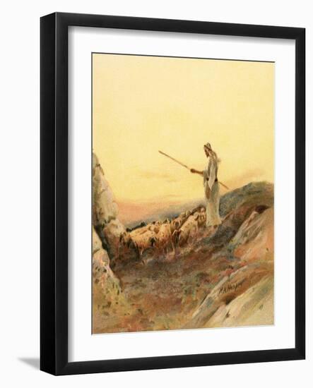 A Shepherd Counting His Sheep-Henry Andrew Harper-Framed Giclee Print