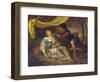 A Shepherd Kneeling over a Lady Sleeping under a Canopy in a Wooded Landscape-Karel De Moor-Framed Giclee Print