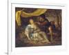 A Shepherd Kneeling over a Lady Sleeping under a Canopy in a Wooded Landscape-Karel De Moor-Framed Giclee Print