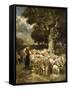 A Shepherd Tending His Flock-Charles Emile Jacque-Framed Stretched Canvas