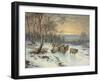 A Shepherd with His Flock in a Winter Landscape, 1919 (Oil on Canvas)-Wright Barker-Framed Giclee Print