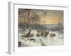 A Shepherd with His Flock in a Winter Landscape, 1919 (Oil on Canvas)-Wright Barker-Framed Giclee Print