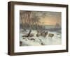 A Shepherd with His Flock in a Winter Landscape, 1919 (Oil on Canvas)-Wright Barker-Framed Giclee Print