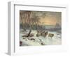 A Shepherd with His Flock in a Winter Landscape, 1919 (Oil on Canvas)-Wright Barker-Framed Giclee Print