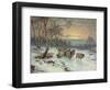 A Shepherd with His Flock in a Winter Landscape-Wright Baker-Framed Giclee Print