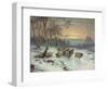 A Shepherd with His Flock in a Winter Landscape-Wright Baker-Framed Giclee Print