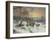 A Shepherd with His Flock in a Winter Landscape-Wright Baker-Framed Giclee Print