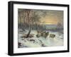 A Shepherd with His Flock in a Winter Landscape-Wright Baker-Framed Giclee Print