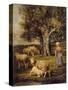 A Shepherdess and Sheep in a Barbizon Landscape-Charles Emile Jacque-Stretched Canvas