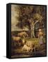 A Shepherdess and Sheep in a Barbizon Landscape-Charles Emile Jacque-Framed Stretched Canvas