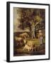 A Shepherdess and Sheep in a Barbizon Landscape-Charles Emile Jacque-Framed Giclee Print