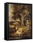 A Shepherdess and Sheep in a Barbizon Landscape-Charles Emile Jacque-Framed Stretched Canvas