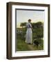 A Shepherdess with Her Dog and Flock in a Moonlit Meadow-George Faulkner Wetherbee-Framed Giclee Print