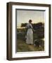 A Shepherdess with her Dog and Flock in a Moonlit Meadow-George Faulkener Wetherbee-Framed Premium Giclee Print