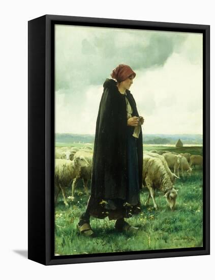 A Shepherdess with Her Flock-Julien Dupre-Framed Stretched Canvas