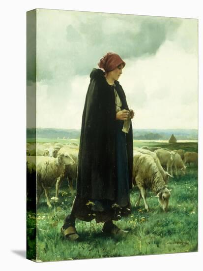 A Shepherdess with Her Flock-Julien Dupre-Stretched Canvas