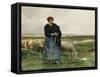 A Shepherdess with Her Flock-Julien Dupre-Framed Stretched Canvas