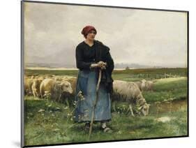 A Shepherdess with Her Flock-Julien Dupre-Mounted Giclee Print