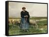 A Shepherdess with Her Flock-Julien Dupre-Framed Stretched Canvas