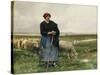 A Shepherdess with Her Flock-Julien Dupre-Stretched Canvas