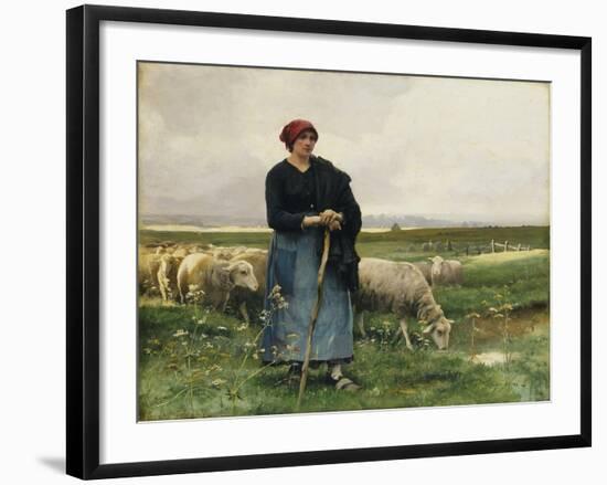 A Shepherdess with Her Flock-Julien Dupre-Framed Giclee Print