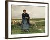 A Shepherdess with Her Flock-Julien Dupre-Framed Giclee Print