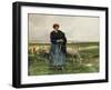 A Shepherdess with Her Flock-Julien Dupre-Framed Giclee Print