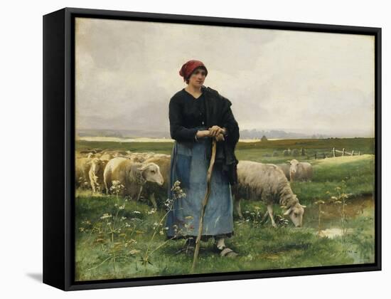 A Shepherdess with Her Flock-Julien Dupre-Framed Stretched Canvas